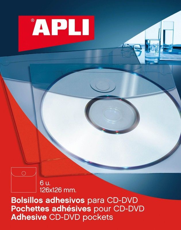 Bolsillos adhesivos CD con solapa