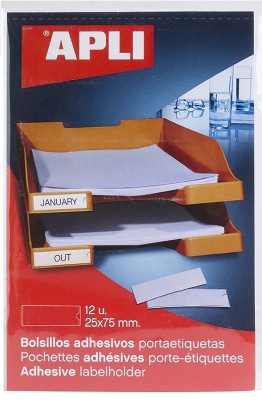 Bolsillos adhesivos para etiquetas 25 x 75 mm