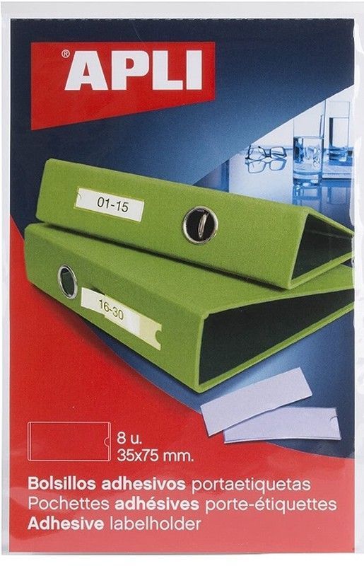 Bolsillos adhesivos para etiquetas 35 x 75 mm