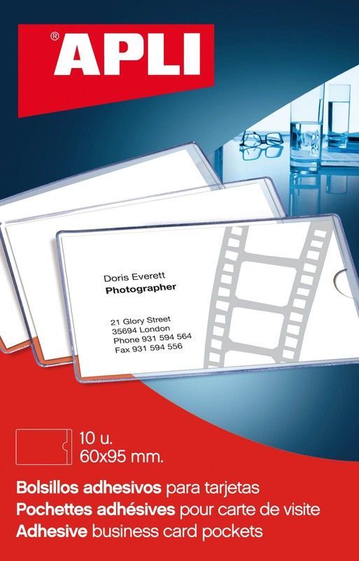 Bolsillos adhesivos tarjetas 95 x 60 mm