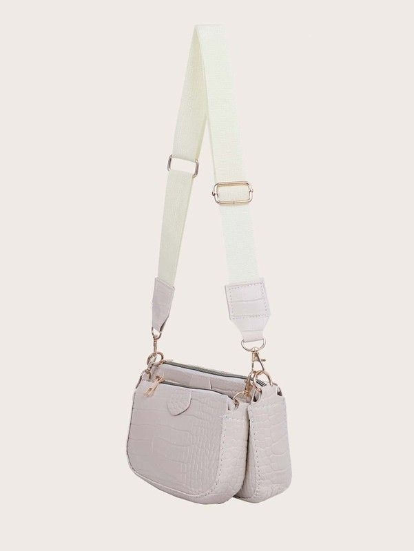 Bolso Bandolera 3 Piezas Beige Estampado