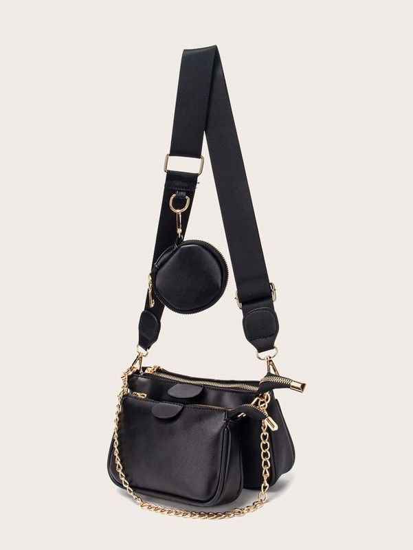 Bolso Bandolera 3 Piezas Negro