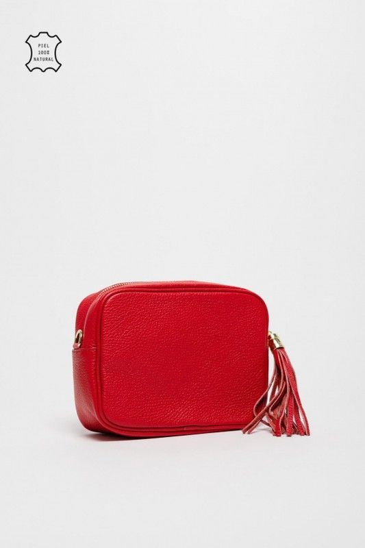 Bolso Bandolera Aries De Piel Rojo