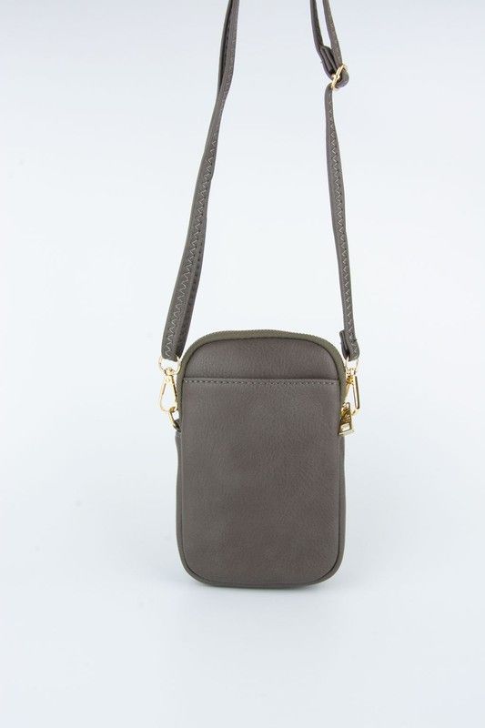 Bolso bandolera tamaño mini para móvil de color gris