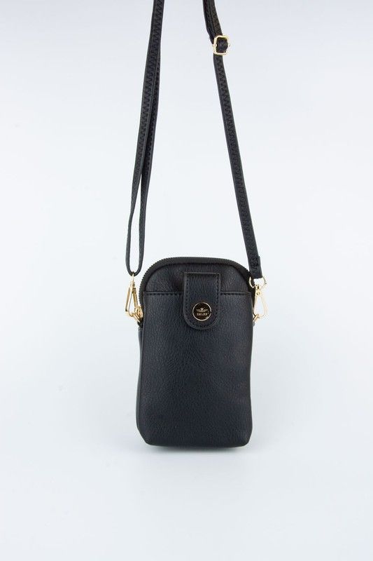 Bolso bandolera tamaño mini para móvil de color negro