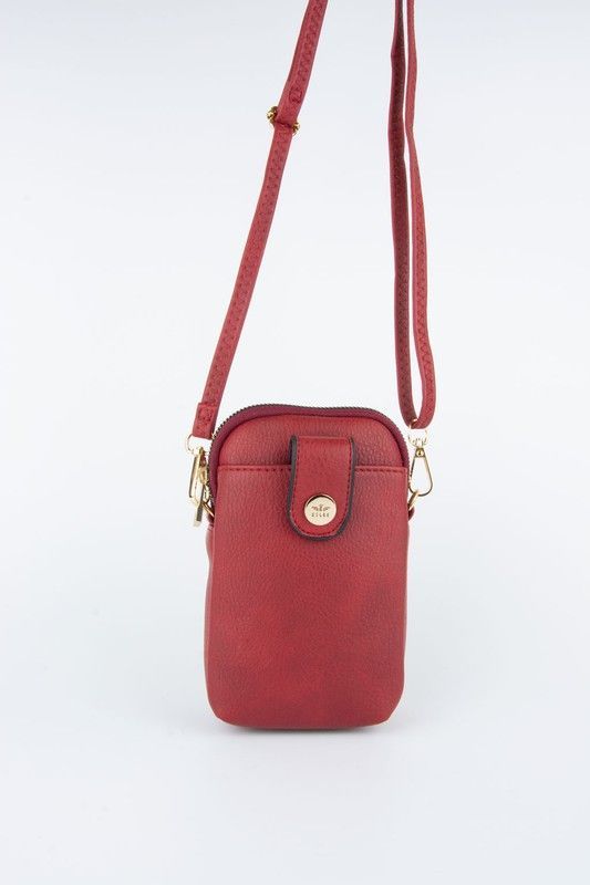 Bolso bandolera tamaño mini para móvil de color rojo