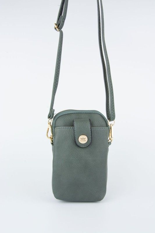 Bolso bandolera tamaño mini para móvil de color verde