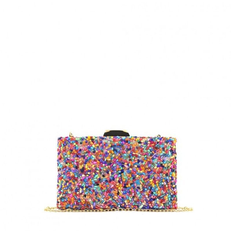 Bolso cartera de fiesta multicolor con brillo