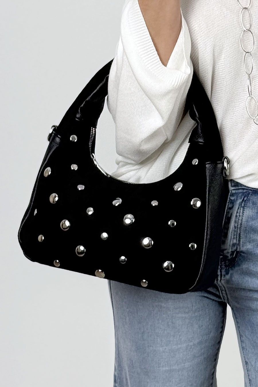 Bolso combi tachuelas negro