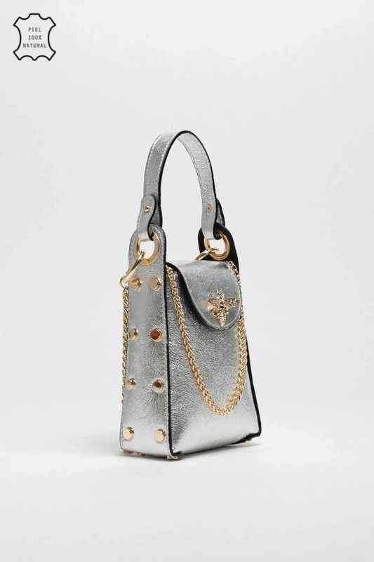 Bolso De Bandolera Y Mano Abeja Plateado