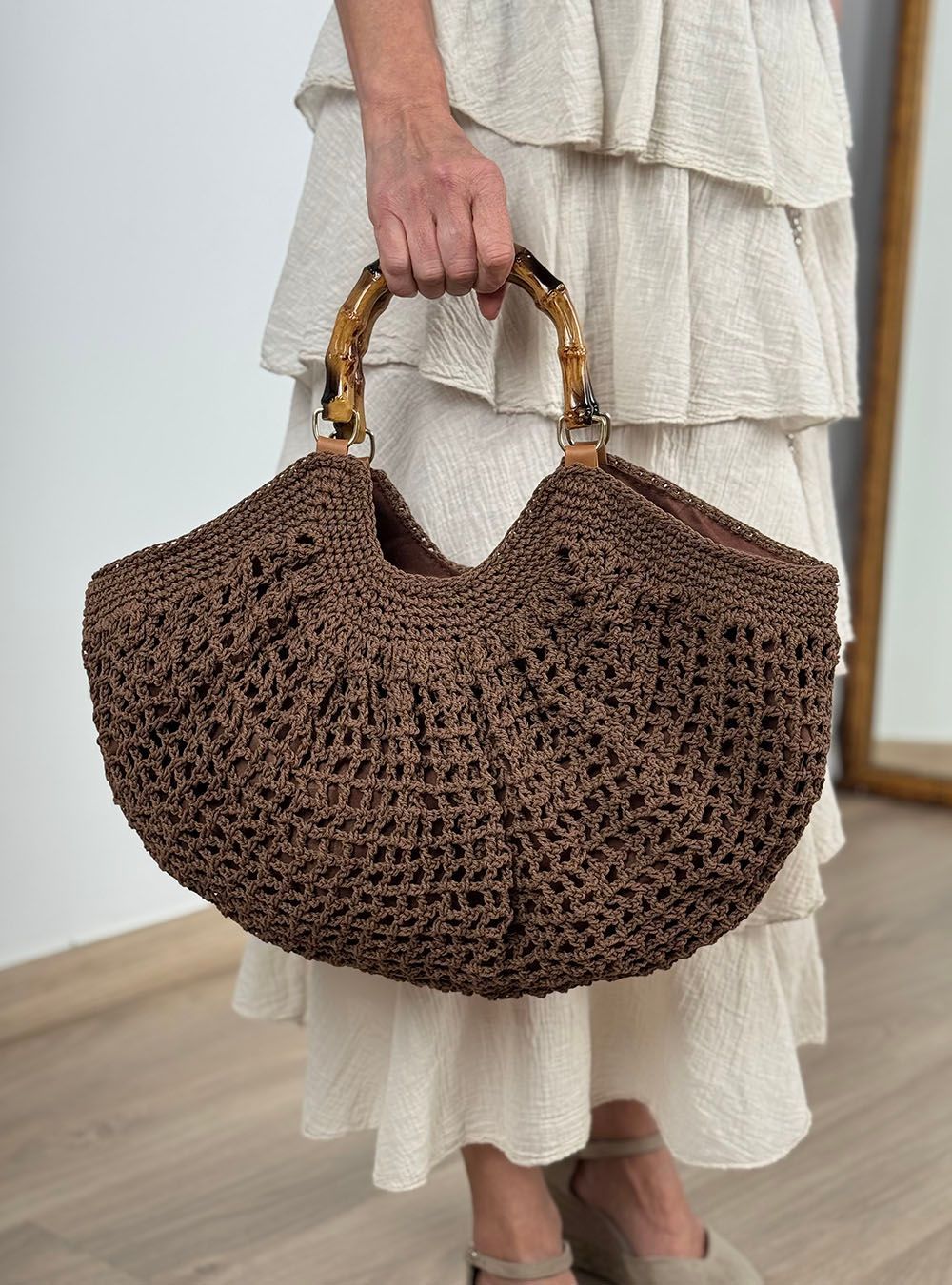 Bolso de mano Bambú marrón