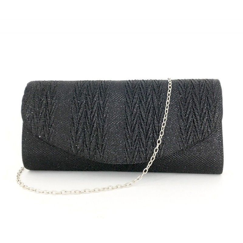 Bolso De Mano Con Cadena Negro