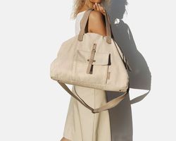 Bolso de mano y bandolera CUIROTS Mist de lona y piel