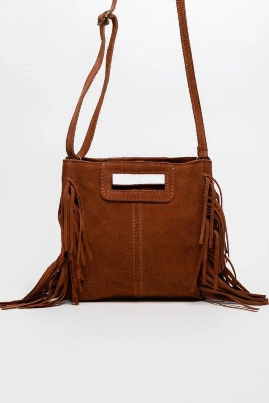 Bolso De Piel Savannah Con Flecos Camel