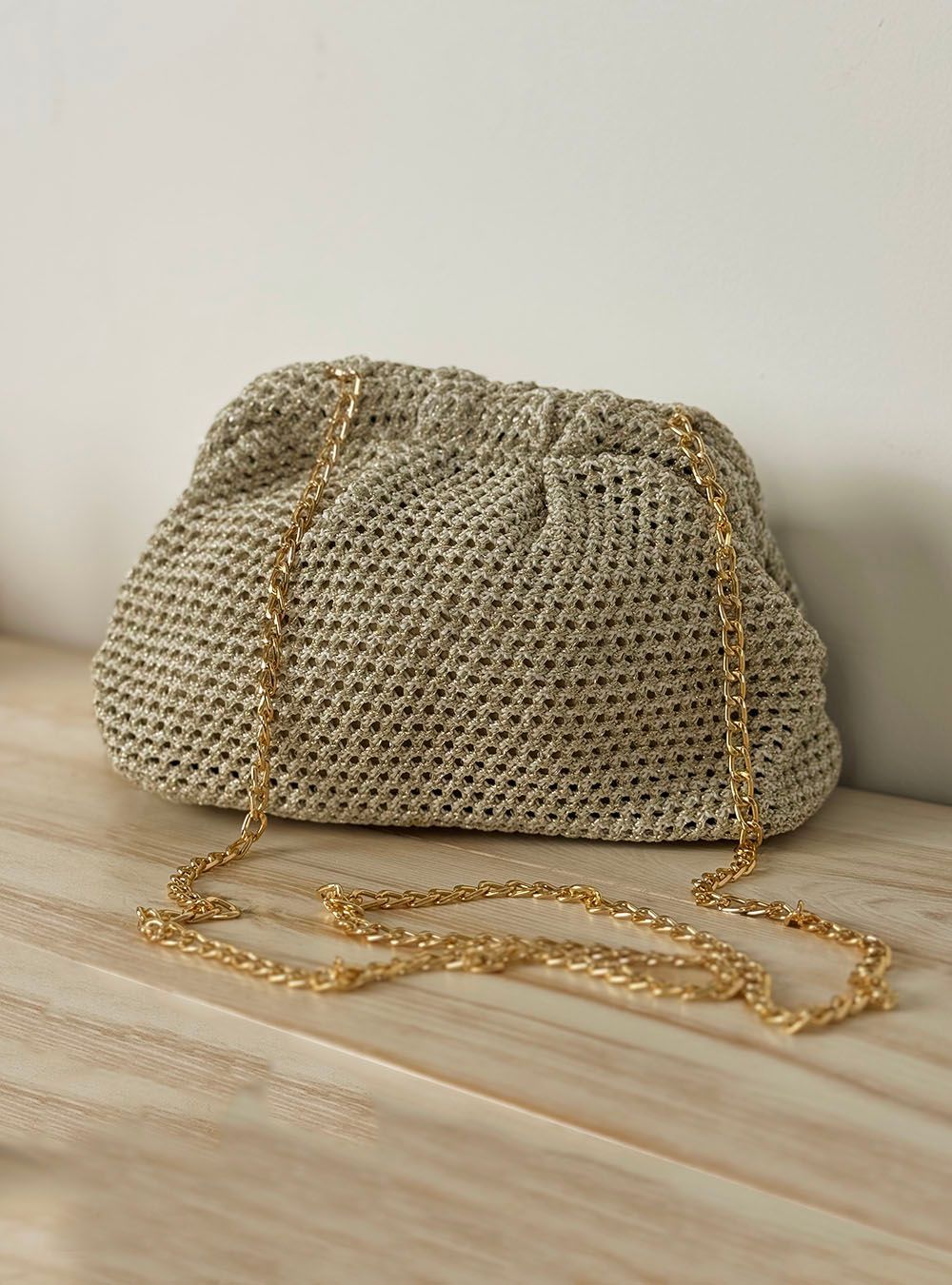 Bolso ganchillo lurex dorado