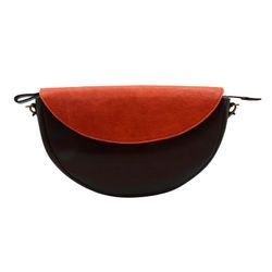 Bolso Magina ACS031M PLATA DE PALO de piel marrón mujer con solapa semicircular elegante y moderno