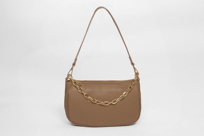 Bolso pequeño de Piel detalle Cadena Color Beige