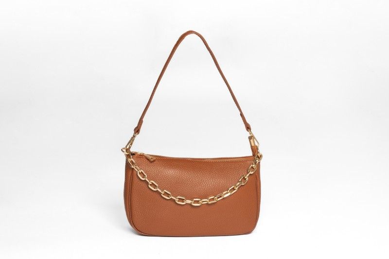 Bolso pequeño de Piel detalle Cadena Color Camel