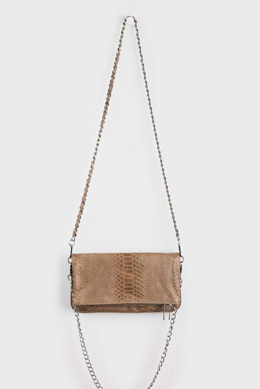 Bolso Piel Doble Cadena Beige