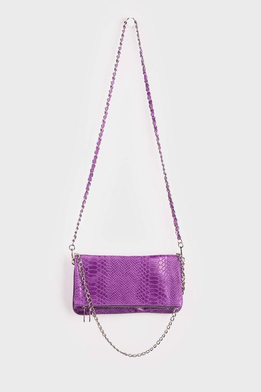 Bolso Piel Doble Cadena Lila