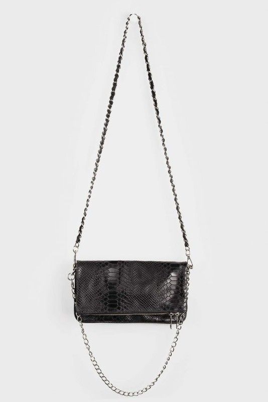 Bolso Piel Doble Cadena Negro