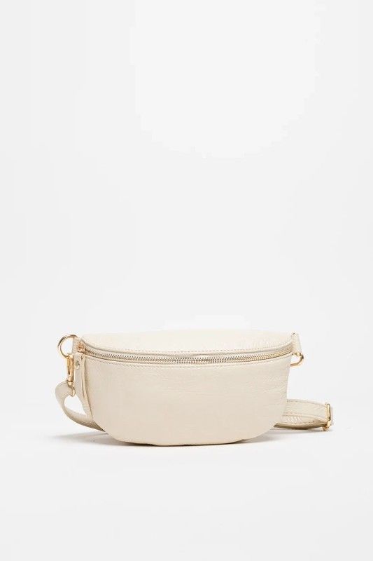 Bolso Riñonera de Piel Beige