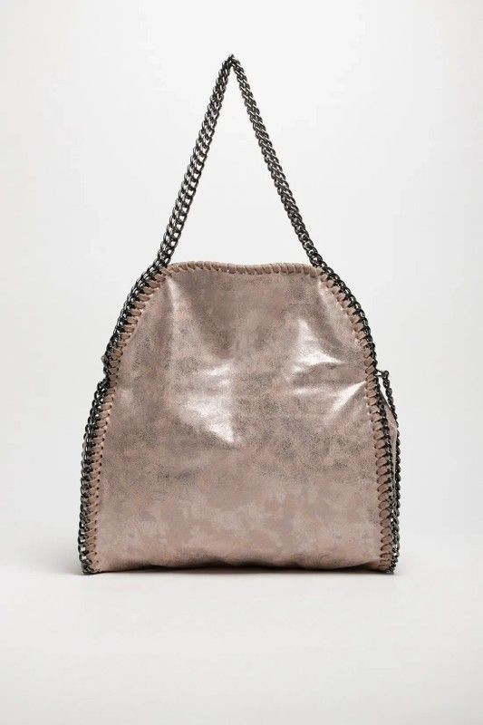 Bolso Shopper Con Cadenas Bronceado