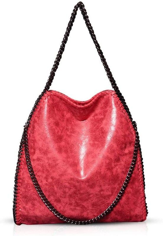 Bolso Shopper Con Cadenas Rojo