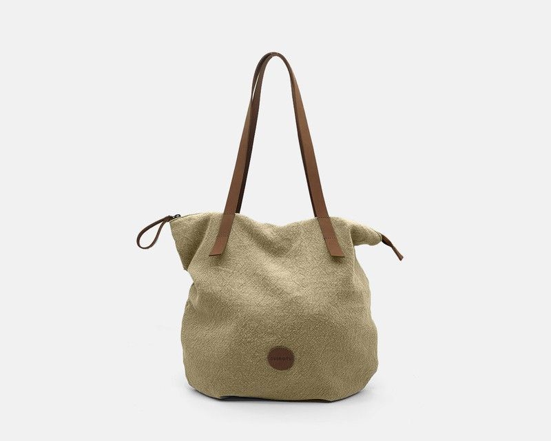 Bolso shopper CUIROTS de lino logotipo redondo