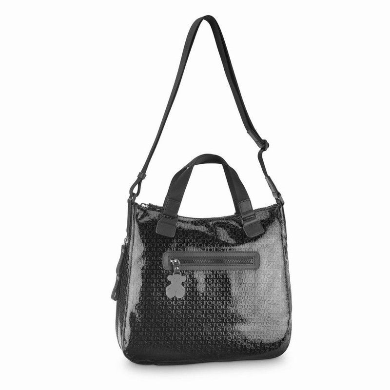 Bolso Tous Lindsay vinilo hidrófugo negro charolado