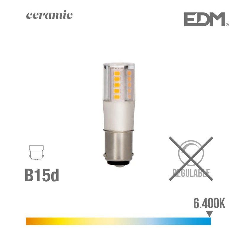 Bombilla bayoneta led b15d 5.5w 650 lm 6400k luz fria base ceramica edm