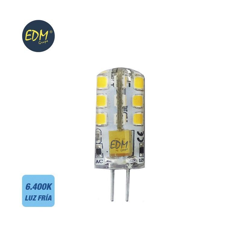 Bombilla bi-pin silicona led g4 12v 2w 180 lm 6400k luz fria edm