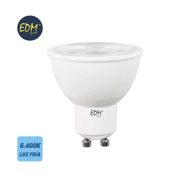 Bombilla dicroica led gu10 7w 550 lm 6400k luz fria 45° edm