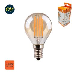 Bombilla esferica filamento led cristal vintage e14 4,5w 350 lm 2000k luz calida edm
