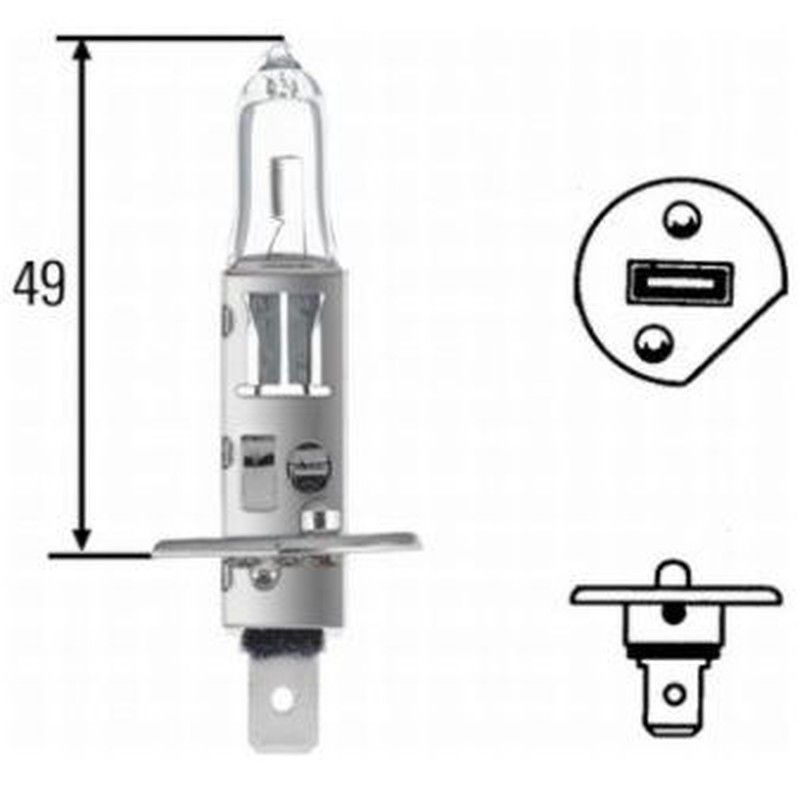 Bombilla H1 12V iluminación faro halogeno 55w casquillo P14.5s