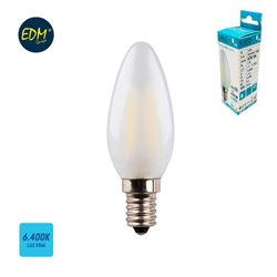 Bombilla vela filamento led cristal mate e14 4,5w 470 lm 6400k luz fria edm