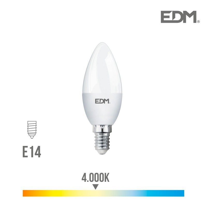 Bombilla vela led e14 5w 400 lm 4000k luz dia edm