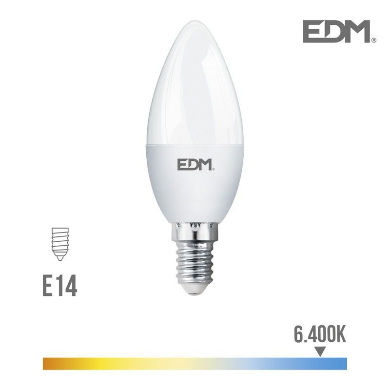 Bombilla vela led e14 5w 400 lm 6400k luz fria edm