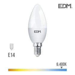 Bombilla vela led e14 5w 400 lm 6400k luz fria edm