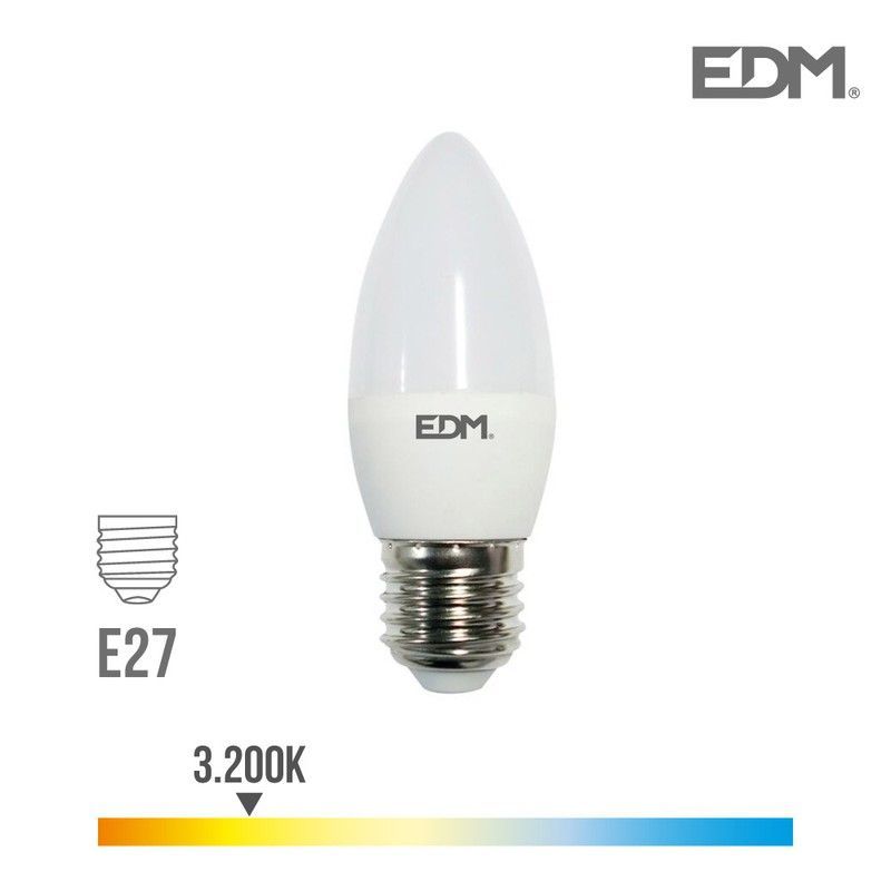 Bombilla vela led e27 5w 400 lm 3200k luz calida edm