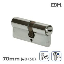 Bombin niquel 70mm (40+30mm) leva larga r15 con 5 llaves seguridad incluidas edm
