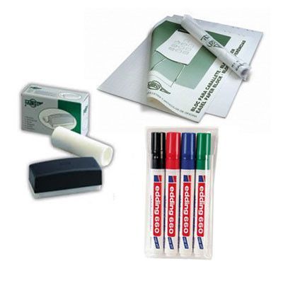 Borrador + 4 rotuladores + bloc de 25 hojas