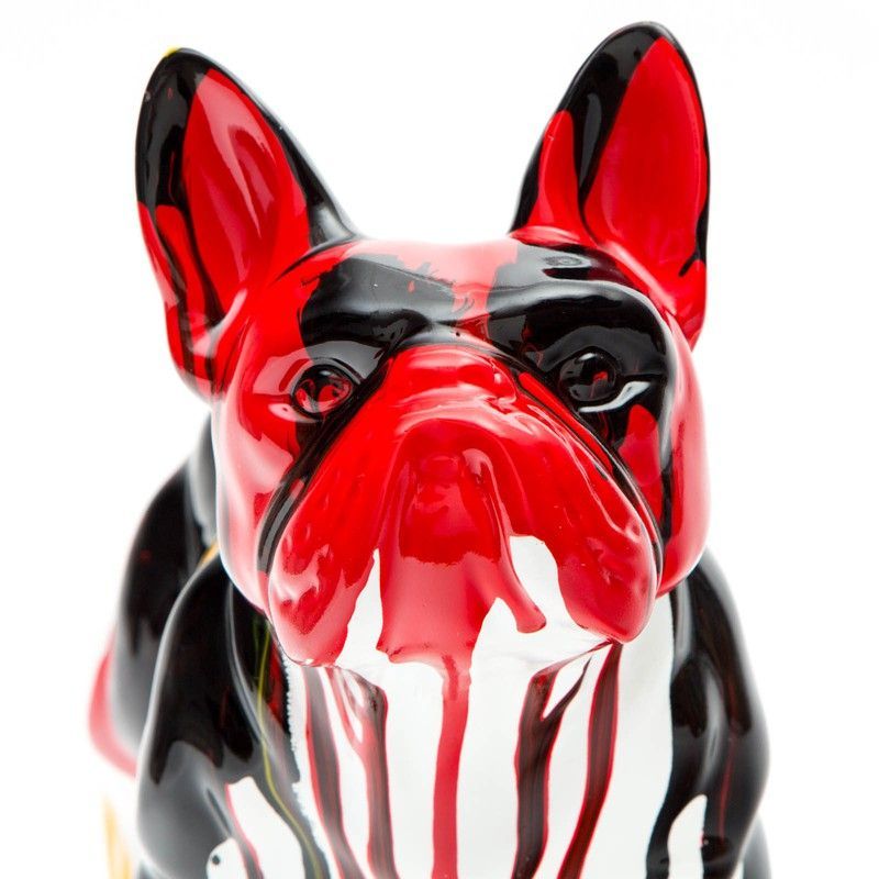 Boston terrier de poliresina multicolor, 34x14x27 cm