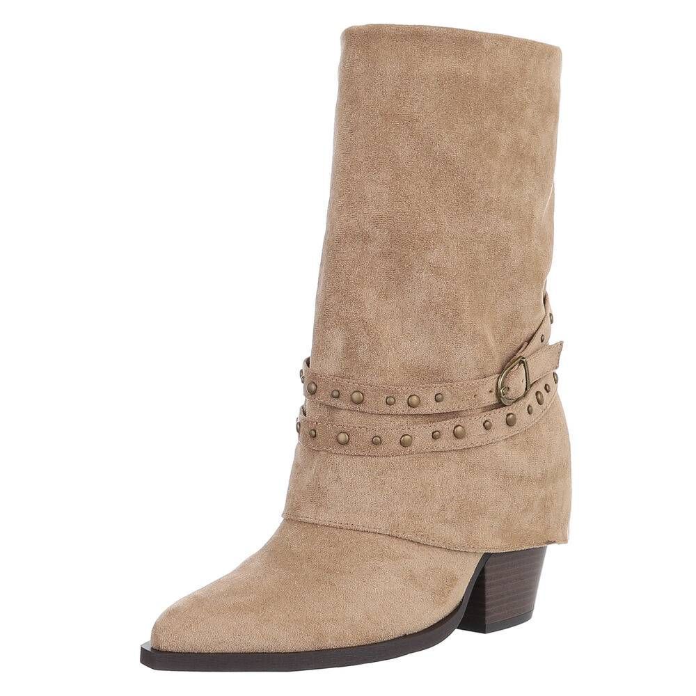 Bota Cowboy Con Tachas Khaki