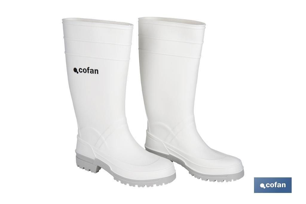 Bota de Agua | Alta | Fabricada en PVC | Color Blanco | Suela Antideslizante y Resistente a la Abrasión. Modelo Serena