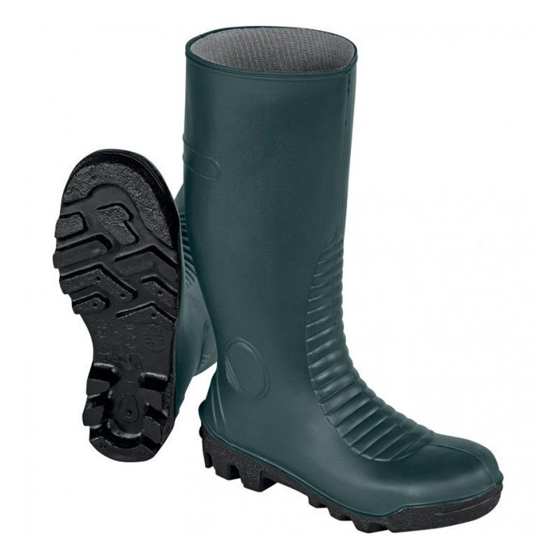 Botas de agua verdes de seguridad