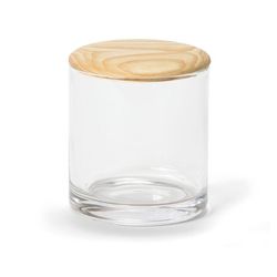 Bote de Vidrio/Madera Fresno, Ø10,5x12cm