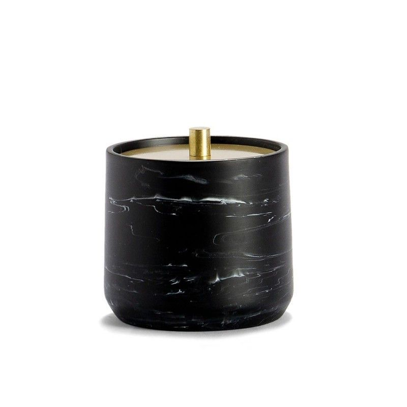 Bote Efecto Mármol/Acero Inox. Negro/Dorado, Ø10,5 X 10,5cm