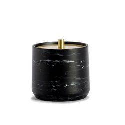 Bote Efecto Mármol/Acero Inox. Negro/Dorado, Ø10,5 X 10,5cm