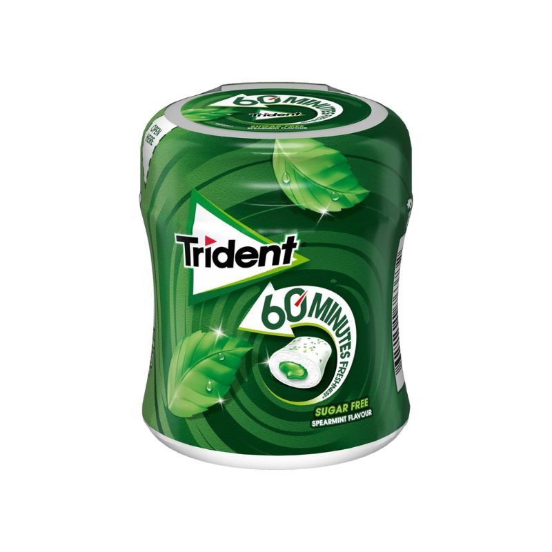 Bote Trident 60 minutos Hierbabuena 50 chicles Sin Azúcar. Chicle Sin Azúcar Hierbabuena